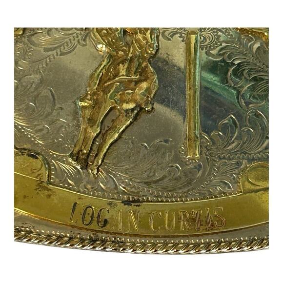 Montana Silversmiths 1984 Pole Bending Trophy Belt Buckle With Name Cowgirl main image 12